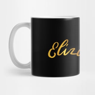 Elizabeth Name Hand Lettering in Faux Gold Letters Mug